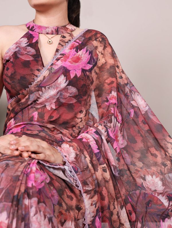 YNF 7037 Onion Color Weightless Marbal Floral Printed Lace Border Saree Casual, Wedding, Festive, Events . Expected Delivery  4-6 Working Days @1549/- only                                                                                | Sarees, Bollywood Sarees, Creative Sarees, Designer Sarees, Embroidered Sarees, Ethnic Saree, Modern Digital sarees, Party Wear Sarees