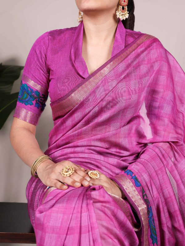 YNF 7035 Pink Color Polyester Chanderi Printed Zari Weaving Work Saree Casual, Wedding, Festive, Events . Expected Delivery  4-6 Working Days @1549/- only                                                                                | Sarees, Bollywood Sarees, Creative Sarees, Designer Sarees, Embroidered Sarees, Ethnic Saree, Modern Digital sarees, Party Wear Sarees