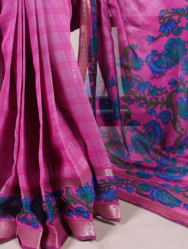 YNF 7035 Pink Color Polyester Chanderi Printed Zari Weaving Work Saree Casual, Wedding, Festive, Events . Expected Delivery  4-6 Working Days @1549/- only                                                                                | Sarees, Bollywood Sarees, Creative Sarees, Designer Sarees, Embroidered Sarees, Ethnic Saree, Modern Digital sarees, Party Wear Sarees