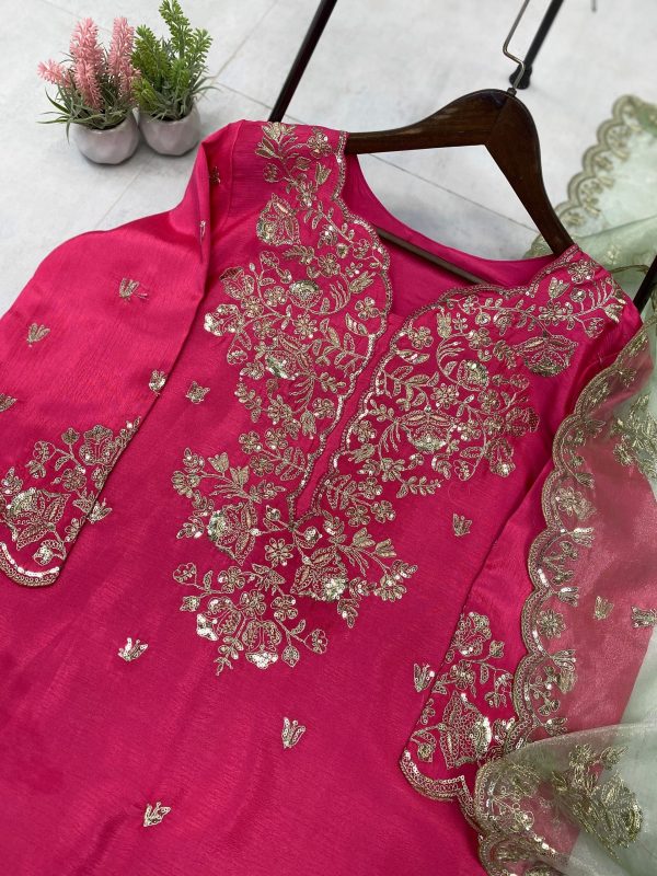 LG 1988 Pink Color Chinon Sequence Embroidery Work Salwar Suit Casual, Wedding, Festive, Events . Expected Delivery  4-6 Working Days @2149/- only      | Jump Suits, Salwar suit, Casual Suits, Creative suits, Designer Suits, Palazzo Suits, Party Wear Suits, Patiala Suits, Straight Suits