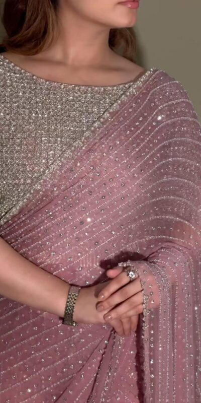 DF 3452 Pink Color Faux Georgette Embroidery Sequins Multi Work Saree Casual, Wedding, Festive, Events . Expected Delivery 4-6 Working Days @1799/- only | Sarees, Bollywood Sarees, Creative Sarees, Designer Sarees, Embroidered Sarees, Ethnic Saree, Modern Digital sarees, Party Wear Sarees