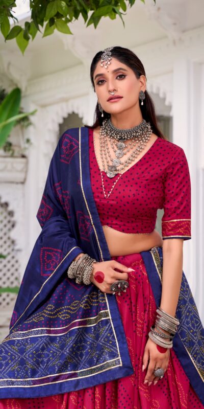 LNB 1250 Pink Color Tasar Silk Bandhej Print With Gotta Patti Lace Lehenga Choli Festive Party Wedding, Events etc. Delivery 4-6 Working Days @2149/- | Lehenga, Bollywood Lehenga, Creative Lehenga, Designer Lehenga, Embroidered Lehenga, Party Wear Lehenga