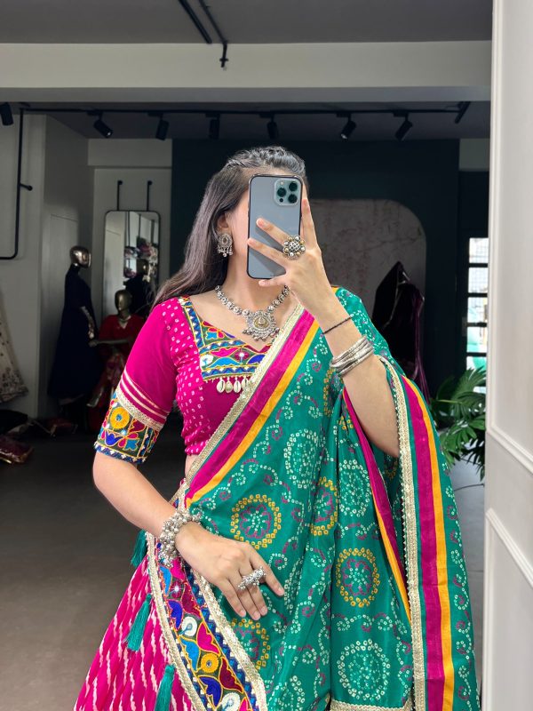 LNB 1741 Pink Color Tasar Silk Leheriya Patola Print Mirror Gamthi Work Lehenga Choli Wedding, Party, Festive, Events Etc. Delivery 4-6 Working Days Rs 2999 | Lehenga, Bollywood Lehenga, Creative Lehenga, Designer Lehenga, Embroidered Lehenga, Party Wear Lehenga