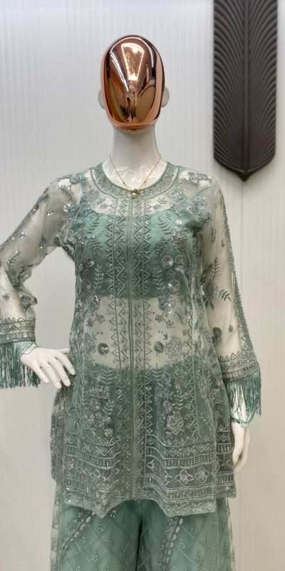 LG 1943 Pista Color Butterfly Net Sequence Embroidery Work Salwar Suit Casual, Wedding, Festive, Events . Expected Delivery  4-6 Working Days @1999/- only      | Jump Suits, Salwar suit, Casual Suits, Creative suits, Designer Suits, Palazzo Suits, Party Wear Suits, Patiala Suits, Straight Suits