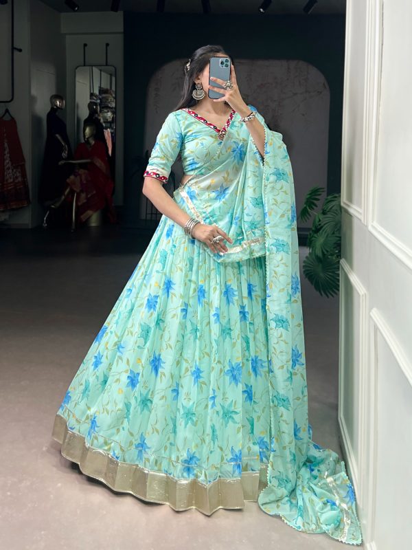LNB 1716 Pista Color Tabby Silk Floral Print Embossed Design Lace Lehenga Choli Wedding, Party, Festive, Events Etc. Delivery 4-6 Working Days Rs 2499 | Lehenga, Bollywood Lehenga, Creative Lehenga, Designer Lehenga, Embroidered Lehenga, Party Wear Lehenga