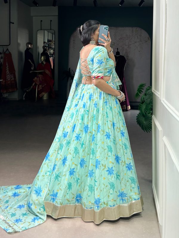 LNB 1716 Pista Color Tabby Silk Floral Print Embossed Design Lace Lehenga Choli Wedding, Party, Festive, Events Etc. Delivery 4-6 Working Days Rs 2499 | Lehenga, Bollywood Lehenga, Creative Lehenga, Designer Lehenga, Embroidered Lehenga, Party Wear Lehenga