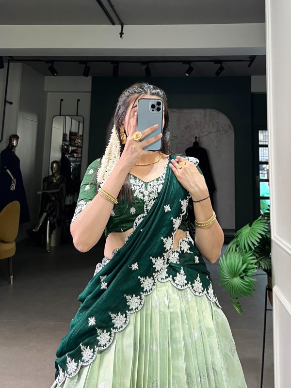 LNB 2024 Pista Color Zari Kota Weaving Work Sequins Thread Embroidery Lehenga Choli Festive Party Wedding, Events etc. Delivery 4-6 Working Days @2999/- | Lehenga, Bollywood Lehenga, Creative Lehenga, Designer Lehenga, Embroidered Lehenga, Party Wear Lehenga