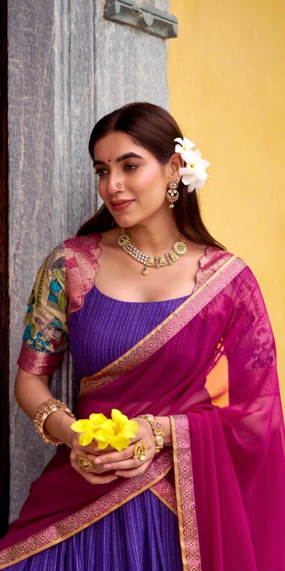 LNB 1242 Purple Color Poly Chanderi Kalamkari Printed Zari Weaving Work Lehenga Choli Wedding, Party, Festive, Events Etc. Delivery 4-6 Working Days Rs 1899 | Lehenga, Bollywood Lehenga, Creative Lehenga, Designer Lehenga, Embroidered Lehenga, Party Wear Lehenga