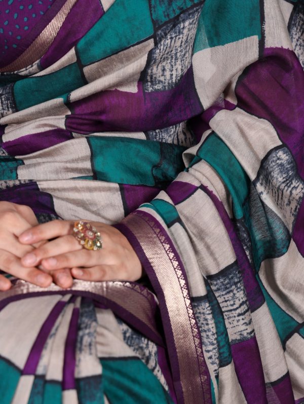 YNF 7045 Purple Color Polyester Viscose Chanderi Printed Border Saree Casual, Wedding, Festive, Events . Expected Delivery  4-6 Working Days @1499/- only                                | Sarees, Bollywood Sarees, Creative Sarees, Designer Sarees, Embroidered Sarees, Ethnic Saree, Modern Digital sarees, Party Wear Sarees
