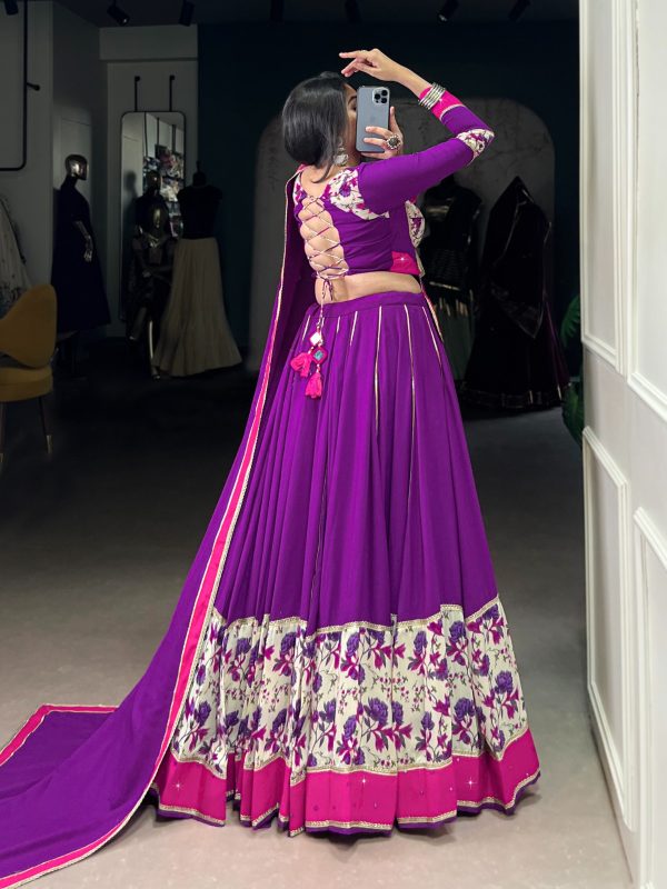 LNB 1618 Purple Color Printed And Original Mirror Hand Work With Lace Lehenga Choli Wedding, Party, Festive, Events Etc. Delivery 4-6 Working Days Rs 4249 | Lehenga, Bollywood Lehenga, Creative Lehenga, Designer Lehenga, Embroidered Lehenga, Party Wear Lehenga
