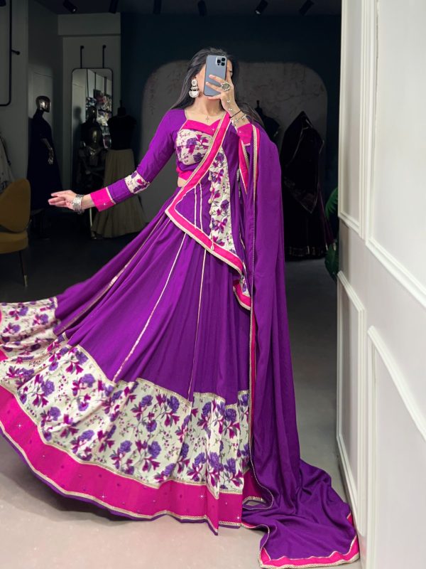 LNB 1618 Purple Color Printed And Original Mirror Hand Work With Lace Lehenga Choli Wedding, Party, Festive, Events Etc. Delivery 4-6 Working Days Rs 4249 | Lehenga, Bollywood Lehenga, Creative Lehenga, Designer Lehenga, Embroidered Lehenga, Party Wear Lehenga