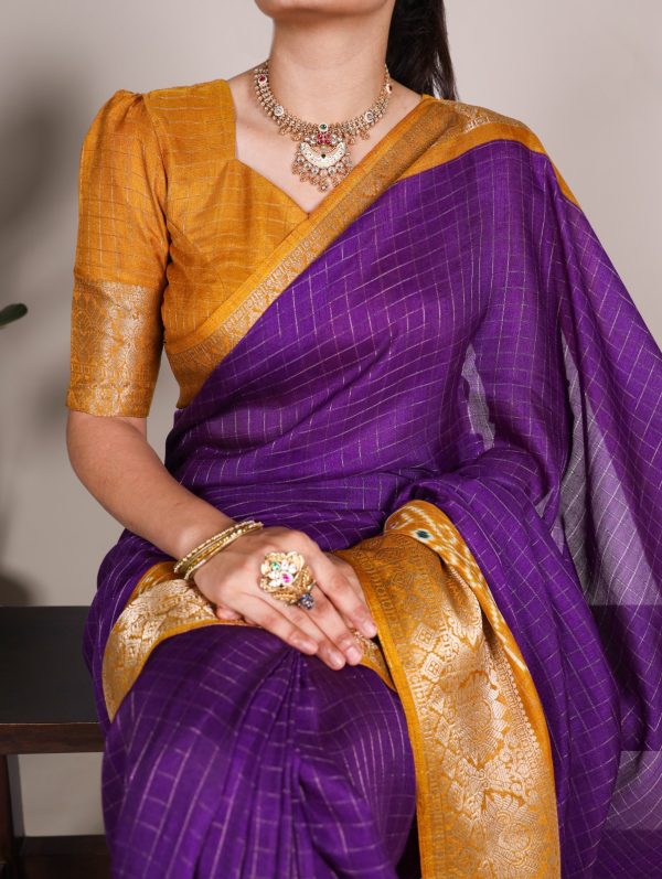 YNF 7029 Purple Color Tussar Chex Patola Print Weaving Work Border Saree Casual, Wedding, Festive, Events . Expected Delivery  4-6 Working Days @1499/- only                                | Sarees, Bollywood Sarees, Creative Sarees, Designer Sarees, Embroidered Sarees, Ethnic Saree, Modern Digital sarees, Party Wear Sarees