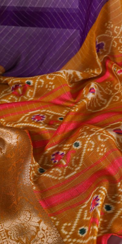 YNF 7029 Purple Color Tussar Chex Patola Print Weaving Work Border Saree Casual, Wedding, Festive, Events . Expected Delivery  4-6 Working Days @1499/- only                                | Sarees, Bollywood Sarees, Creative Sarees, Designer Sarees, Embroidered Sarees, Ethnic Saree, Modern Digital sarees, Party Wear Sarees