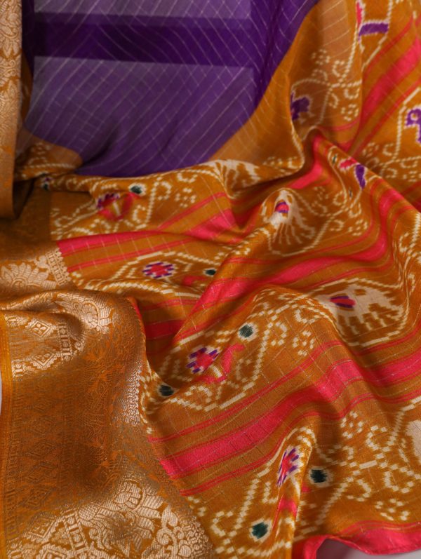 YNF 7029 Purple Color Tussar Chex Patola Print Weaving Work Border Saree Casual, Wedding, Festive, Events . Expected Delivery  4-6 Working Days @1499/- only                                | Sarees, Bollywood Sarees, Creative Sarees, Designer Sarees, Embroidered Sarees, Ethnic Saree, Modern Digital sarees, Party Wear Sarees
