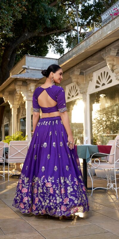 LNB 1414 Purple Color Vichitra Silk Sequins and Thread Embroidery Work Lehenga Choli Wedding, Party, Festive, Events Etc. Delivery 4-6 Working Days Rs 3399 | Lehenga, Bollywood Lehenga, Creative Lehenga, Designer Lehenga, Embroidered Lehenga, Party Wear Lehenga