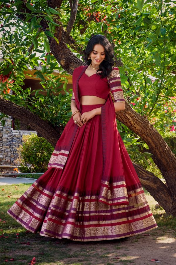LNB 1902 Red Color Chanderi Plain With Zari Weaving Work Lehenga Choli Wedding, Party, Festive, Events Etc. Delivery 4-6 Working Days Rs 2099 | Lehenga, Bollywood Lehenga, Creative Lehenga, Designer Lehenga, Embroidered Lehenga, Party Wear Lehenga