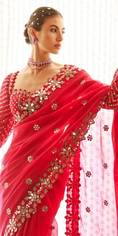 DF 3456 Red Color Heavy quality Faux Georgette Original Mirror Saree Casual, Wedding, Festive, Events . Expected Delivery 4-6 Working Days @2099/- only | Sarees, Bollywood Sarees, Creative Sarees, Designer Sarees, Embroidered Sarees, Ethnic Saree, Modern Digital sarees, Party Wear Sarees