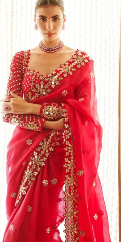 DF 3456 Red Color Heavy quality Faux Georgette Original Mirror Saree Casual, Wedding, Festive, Events . Expected Delivery 4-6 Working Days @2099/- only | Sarees, Bollywood Sarees, Creative Sarees, Designer Sarees, Embroidered Sarees, Ethnic Saree, Modern Digital sarees, Party Wear Sarees