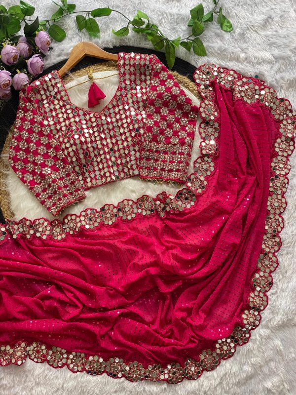 DF 3429 Red Color Faux Georgette 5mm Sequence Work Saree Casual, Wedding, Festive, Events . Expected Delivery  4-6 Working Days @2199/- only                                                 | Sarees, Bollywood Sarees, Creative Sarees, Designer Sarees, Embroidered Sarees, Ethnic Saree, Modern Digital sarees, Party Wear Sarees