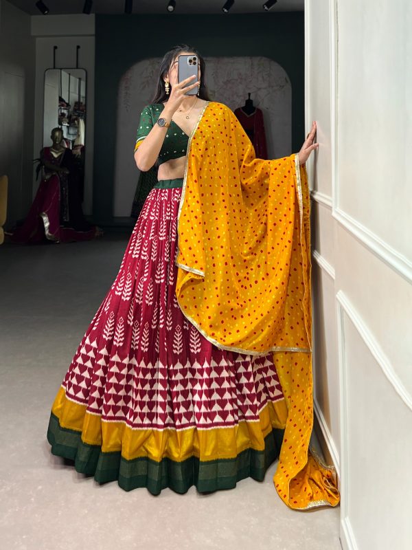 LNB 1200 Red Color Tushar Silk Print With Foil Work Lehenga Choli Wedding, Party, Festive, Events Etc. Delivery 4-6 Working Days Rs 3199 | Lehenga, Bollywood Lehenga, Creative Lehenga, Designer Lehenga, Embroidered Lehenga, Party Wear Lehenga