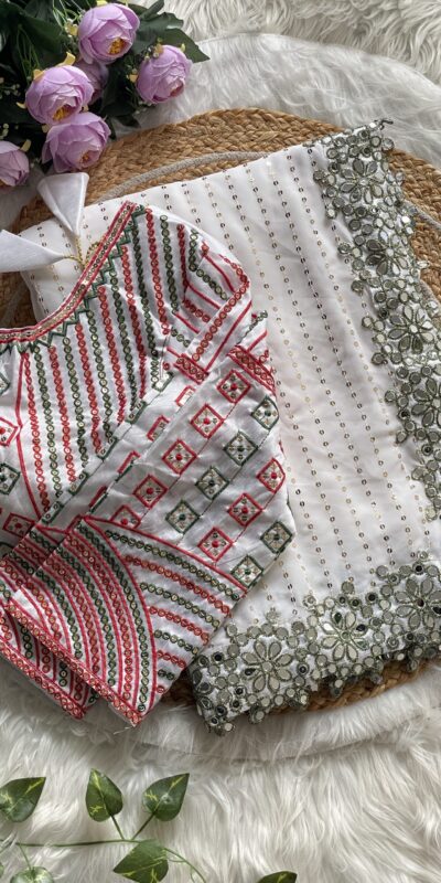 DF 3453 White Color Faux Georgette 5mm Sequence Work Casual, Wedding, Festive, Events . Expected Delivery 4-6 Working Days @2099/- only | Sarees, Bollywood Sarees, Creative Sarees, Designer Sarees, Embroidered Sarees, Ethnic Saree, Modern Digital sarees, Party Wear Sarees