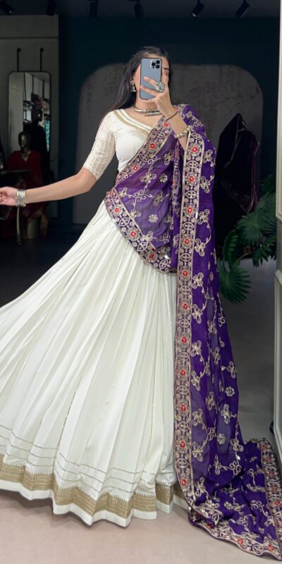 LNB 1665 White Color Pure Rayon Zari Weaving Work With Lace Touch Up Lehenga Choli Wedding, Party, Festive, Events Etc. Delivery 4-6 Working Days Rs 3399 | Lehenga, Bollywood Lehenga, Creative Lehenga, Designer Lehenga, Embroidered Lehenga, Party Wear Lehenga