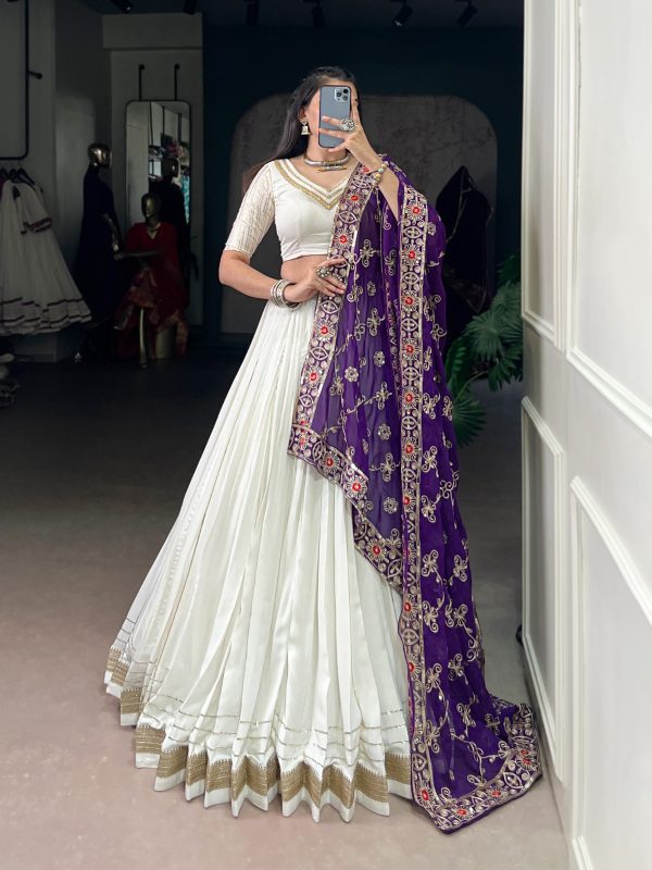 LNB 1665 White Color Pure Rayon Zari Weaving Work With Lace Touch Up Lehenga Choli Wedding, Party, Festive, Events Etc. Delivery 4-6 Working Days Rs 3399 | Lehenga, Bollywood Lehenga, Creative Lehenga, Designer Lehenga, Embroidered Lehenga, Party Wear Lehenga