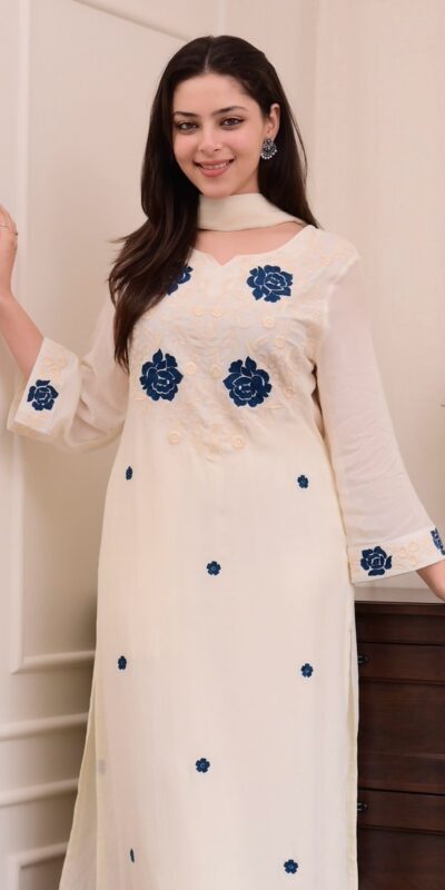 BE 382 White Color Roman Silk Embroidery Work Salwar Suit Casual, Wedding, Festive, Events . Expected Delivery 4-6 Working Days @1949/- only | Jump Suits, Tops & Bottoms, Track Suits, Salwar suit, Casual Suits, Creative suits, Designer Suits, Palazzo Suits, Party Wear Suits, Patiala Suits, Straight Suits, Trendy Wear