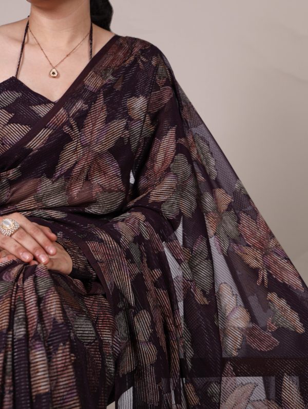 YNF 7052 Wine Color Lurex Brasso Floral Viscose Brasso Saree Casual, Wedding, Festive, Events . Expected Delivery  4-6 Working Days @1799/- only                                                                                | Sarees, Bollywood Sarees, Creative Sarees, Designer Sarees, Embroidered Sarees, Ethnic Saree, Modern Digital sarees, Party Wear Sarees
