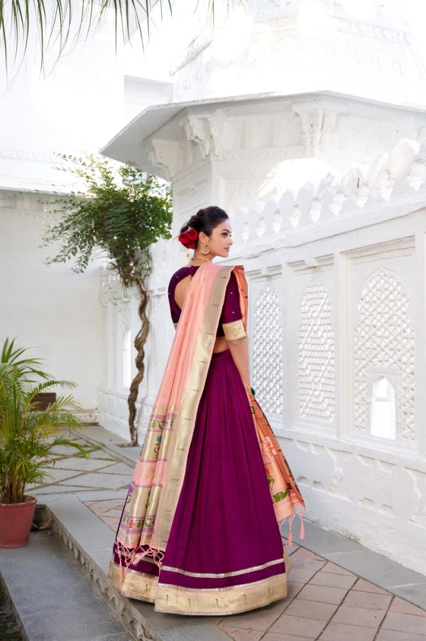 LNB 2016 Wine Color Vichitra Silk Plain with Paithni lace border Lehenga Choli Wedding, Party, Festive, Events Etc. Delivery 4-6 Working Days Rs 2999 | Lehenga, Bollywood Lehenga, Creative Lehenga, Designer Lehenga, Embroidered Lehenga, Party Wear Lehenga