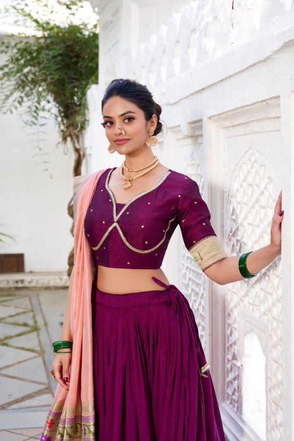 LNB 2016 Wine Color Vichitra Silk Plain with Paithni lace border Lehenga Choli Wedding, Party, Festive, Events Etc. Delivery 4-6 Working Days Rs 2999 | Lehenga, Bollywood Lehenga, Creative Lehenga, Designer Lehenga, Embroidered Lehenga, Party Wear Lehenga