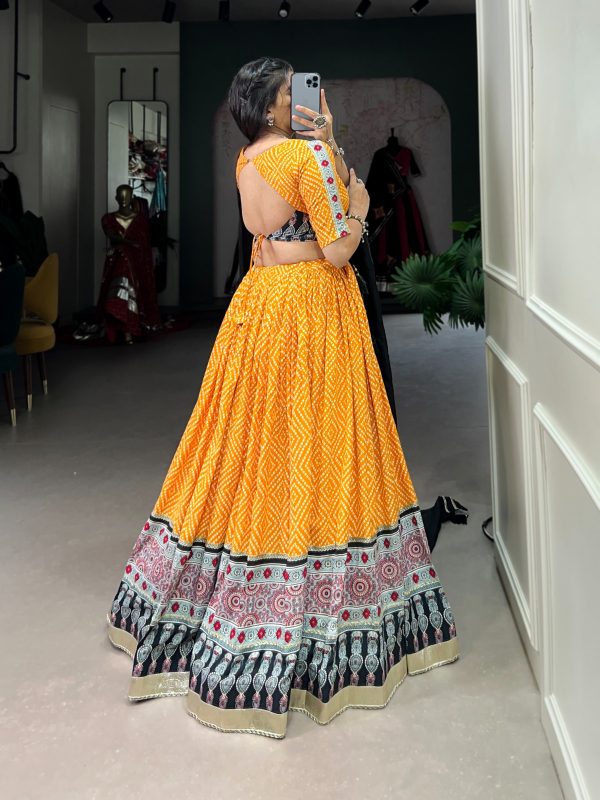 LNB 1712 Yellow Color Rayon Bandhej Ajarakh Print Embossed Gota Lace Lehenga Choli Wedding, Party, Festive, Events Etc. Delivery 4-6 Working Days Rs 1999 | Lehenga, Bollywood Lehenga, Creative Lehenga, Designer Lehenga, Embroidered Lehenga, Party Wear Lehenga