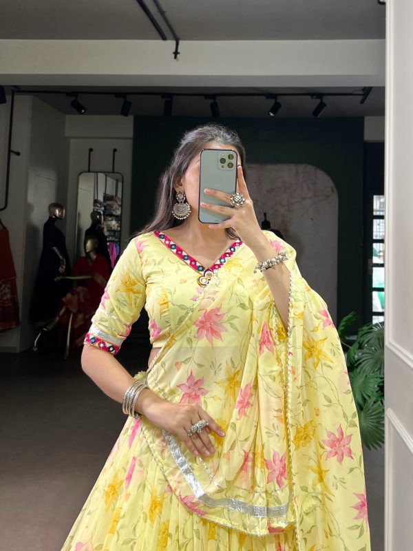 LNB 1716 Yellow Color Tabby Silk Floral Print Embossed Design Lace Lehenga Choli Wedding, Party, Festive, Events Etc. Delivery 4-6 Working Days Rs 2499 | Lehenga, Bollywood Lehenga, Creative Lehenga, Designer Lehenga, Embroidered Lehenga, Party Wear Lehenga