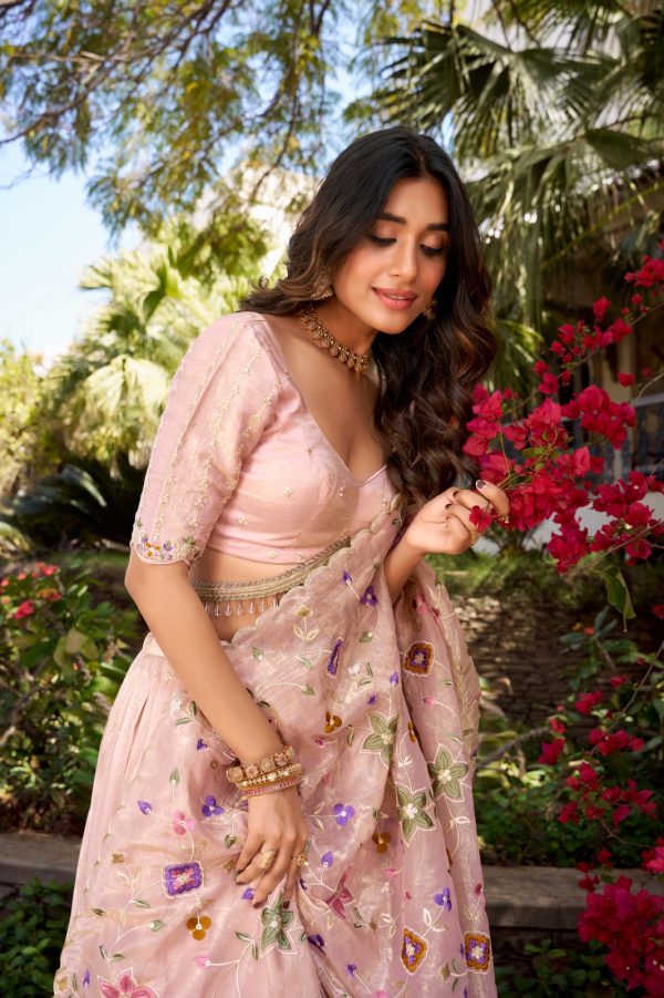 LNB 1426 Light Pink Gold Crush With Sequins Work & Embroidery Work Lehenga Choli . Best Price ₹3499. Delivery 4-6 Working Days. Shop now. | Lehenga, Bollywood Lehenga, Creative Lehenga, Designer Lehenga, Embroidered Lehenga, Party Wear Lehenga
