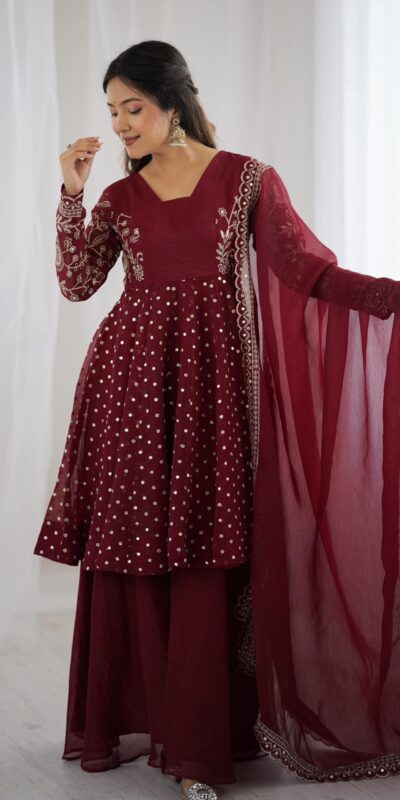 ZSR 3134 Maroon Crunchy Silk Salwar Suit Perfect for Wedding, Party, Sangeet, Anniversary, Housewarming Introductory Price ₹2399. Delivery 4-6 | Jump Suits, Salwar suit, Casual Suits, Creative suits, Designer Suits, Palazzo Suits, Party Wear Suits, Patiala Suits, Straight Suits