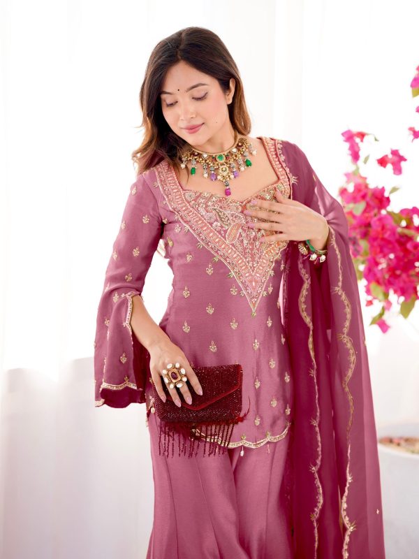 NSR 852 Pink Simar Silk With Embroidery Work with Full Sleeve Salwar Suit in . Now at just ₹2099. Delivery 4-6 Working Days. Shop n | Jump Suits, Salwar suit, Casual Suits, Creative suits, Designer Suits, Palazzo Suits, Party Wear Suits, Patiala Suits, Straight Suits