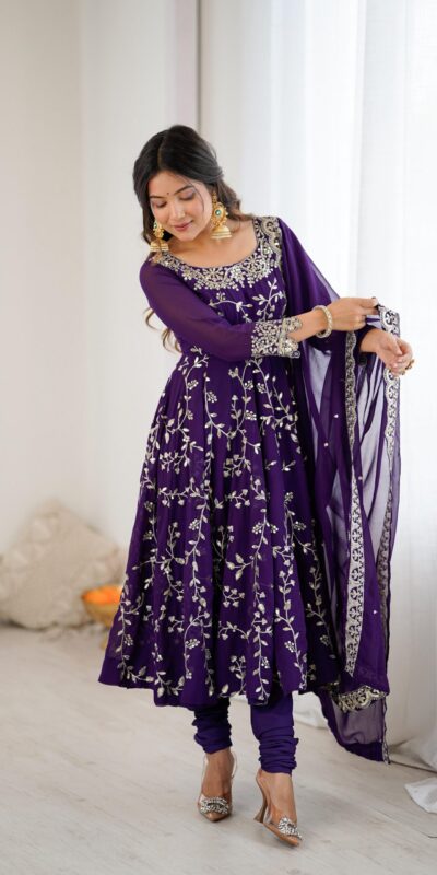 SRK 5299 Purple Georgette With Sequence Work Perfect for Wedding, Party, Lohri, Temple Visit, Ganesh Chaturthi Festive, Events, 4-6 Working Days At 2149 | Gowns, Bollywood Gowns, Creative Gowns, Designer Gowns, Embroidered Gowns, Party Wear Gowns
