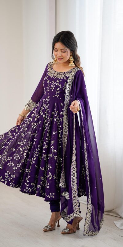 SRK 5299 Purple Georgette With Sequence Work Perfect for Wedding, Party, Lohri, Temple Visit, Ganesh Chaturthi Festive, Events, 4-6 Working Days At 2149 | Gowns, Bollywood Gowns, Creative Gowns, Designer Gowns, Embroidered Gowns, Party Wear Gowns