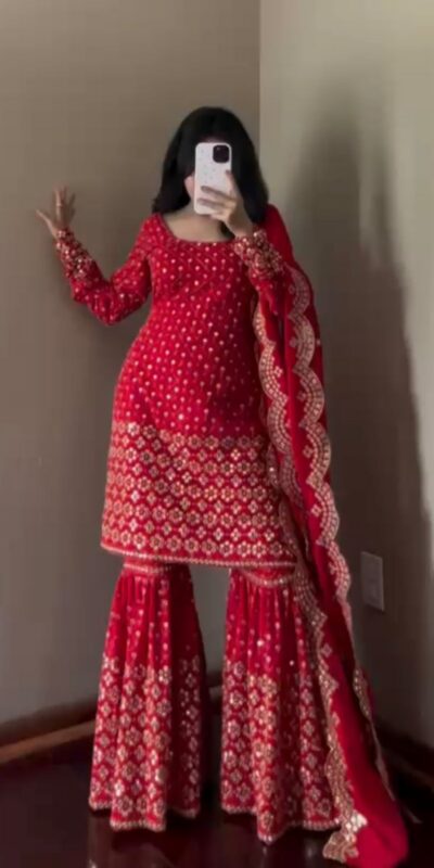 RTC 5921 Red Faux Georgette Salwarv suit with Lace Work. Wedding, Party, Festive, Events Grab it for ₹2549. Delivery 4-6 Working Days. Shop now. | Jump Suits, Tops & Bottoms, Track Suits, Salwar suit, Casual Suits, Creative suits, Designer Suits, Palazzo Suits, Party Wear Suits, Patiala Suits, Straight Suits, Trendy Wear