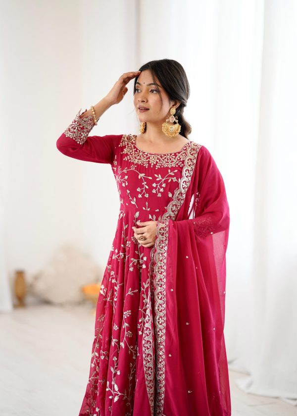 SRK 5299 Red Faux Georgette With Sequence Work Perfect for Wedding, Party, Lohri, Temple Visit, Ganesh Chaturthi Festive, Events, 4-6 Working Days At 2149 | Gowns, Bollywood Gowns, Creative Gowns, Designer Gowns, Embroidered Gowns, Party Wear Gowns