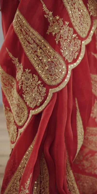 DF Queen Red Organza Tissue Saree with Sequins Work & Embroidery. Festive Deal ₹2499. Delivery 4-6 Working Days. Shop now. | Sarees, Bollywood Sarees, Creative Sarees, Designer Sarees, Embroidered Sarees, Ethnic Saree, Modern Digital sarees, Party Wear Sarees
