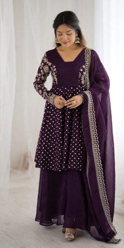 ZSR 3134 Wine Crunchy Silk Salwar Suit Perfect for Wedding, Party, Sangeet, Anniversary, Housewarming Introductory Price ₹2399. Delivery 4-6 | Jump Suits, Salwar suit, Casual Suits, Creative suits, Designer Suits, Palazzo Suits, Party Wear Suits, Patiala Suits, Straight Suits