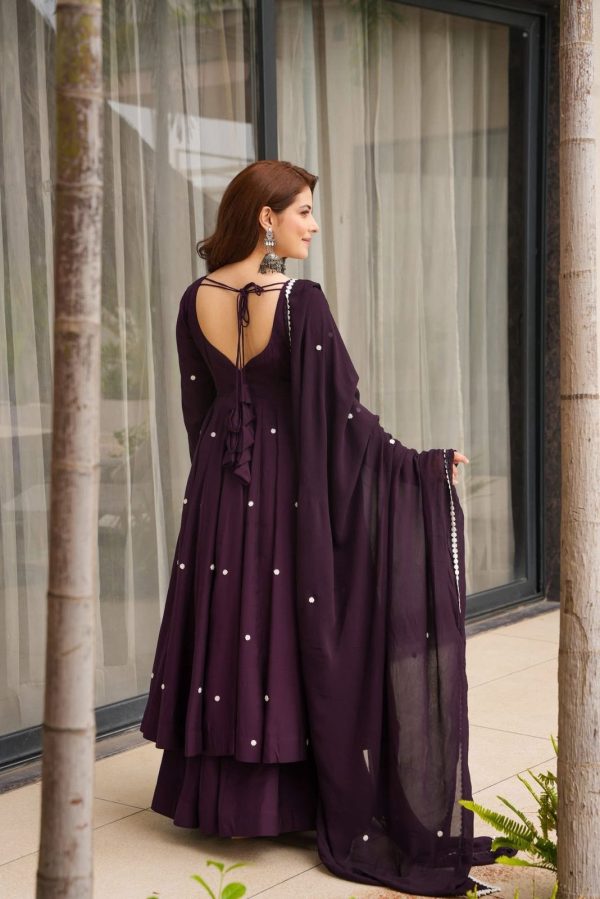 SR 1687 Wine Faux Georgette With Heavy Embroidery Work With Fully Flair Salwar Suit Wedding, Party, Festive, Available at ₹1999 only. Delivery 4-6 Work | Jump Suits, Tops & Bottoms, Track Suits, Salwar suit, Casual Suits, Creative suits, Designer Suits, Palazzo Suits, Party Wear Suits, Patiala Suits, Straight Suits, Trendy Wear