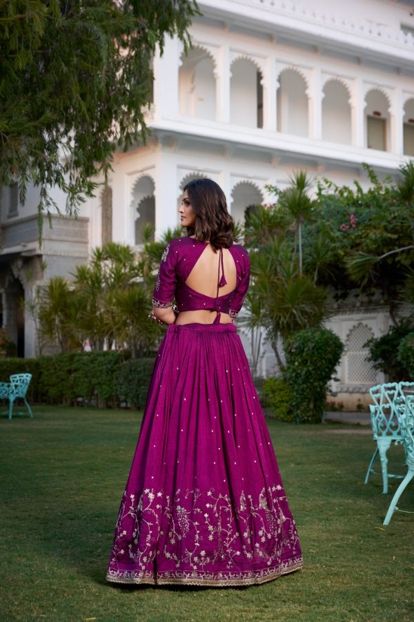 LNB 1404 Wine Vichitra Silk Sequins Work Embroidery Work Lehenga Choli Best Price ₹2999. Delivery 4-6 Working Days. Shop now. | Lehenga, Bollywood Lehenga, Creative Lehenga, Designer Lehenga, Embroidered Lehenga, Party Wear Lehenga