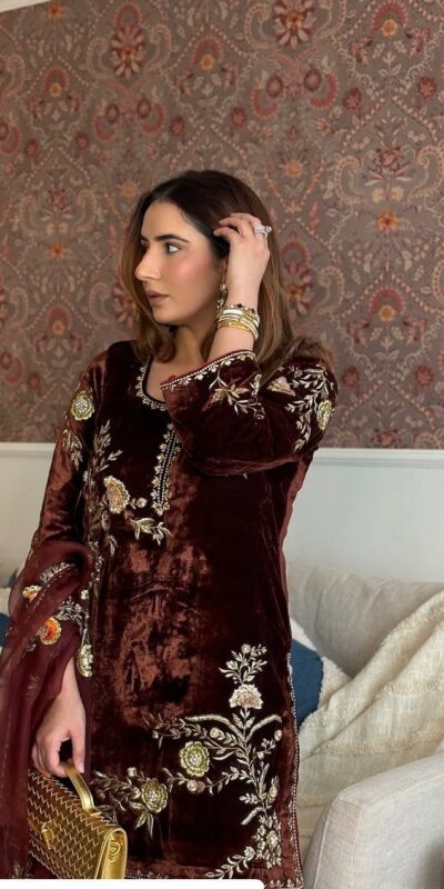 BE 408 Brown Soft Organza Salwar Suit with Lace Work & Embroidery Work. Special Price ₹2049. Delivery 4-6 Working Days. Shop now. | Lehenga, Bollywood Lehenga, Creative Lehenga, Designer Lehenga, Embroidered Lehenga, Party Wear Lehenga