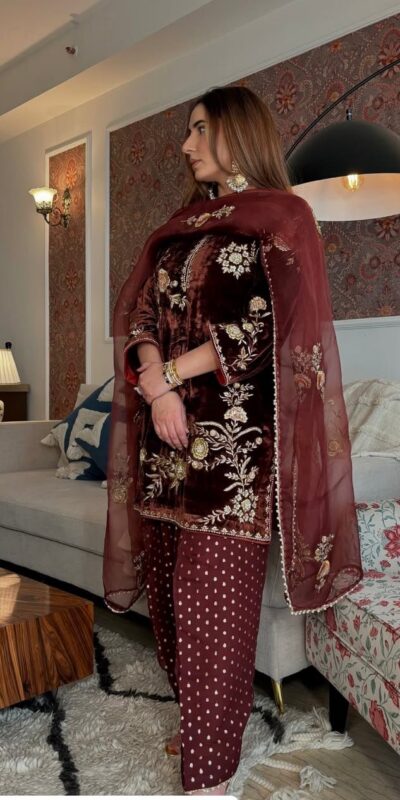 BE 408 Brown Soft Organza Salwar Suit with Lace Work & Embroidery Work. Special Price ₹2049. Delivery 4-6 Working Days. Shop now. | Lehenga, Bollywood Lehenga, Creative Lehenga, Designer Lehenga, Embroidered Lehenga, Party Wear Lehenga