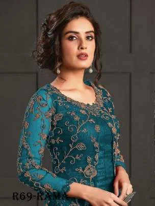 Alternative view of Firozi Net Stone Work Salwar Suit