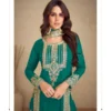 Green Chinon Multi Embroidery Work Salwar Suit