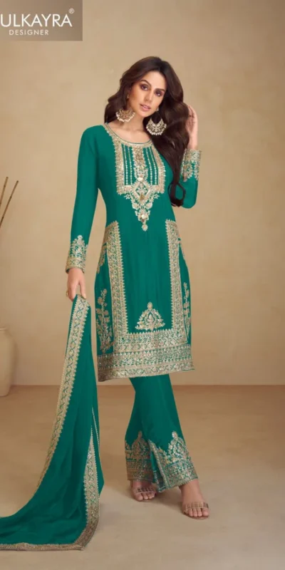 FC GULKAYRA 7473 Green Chinon Salwar Suit Perfect for Wedding, Party, Durga Puja, Eid, Sangeet – . Grab it for ₹3199. Delivery 4-6 Working Days. | Jump Suits, Tops & Bottoms, Track Suits, Salwar suit, Casual Suits, Creative suits, Designer Suits, Palazzo Suits, Party Wear Suits, Patiala Suits, Straight Suits, Trendy Wear