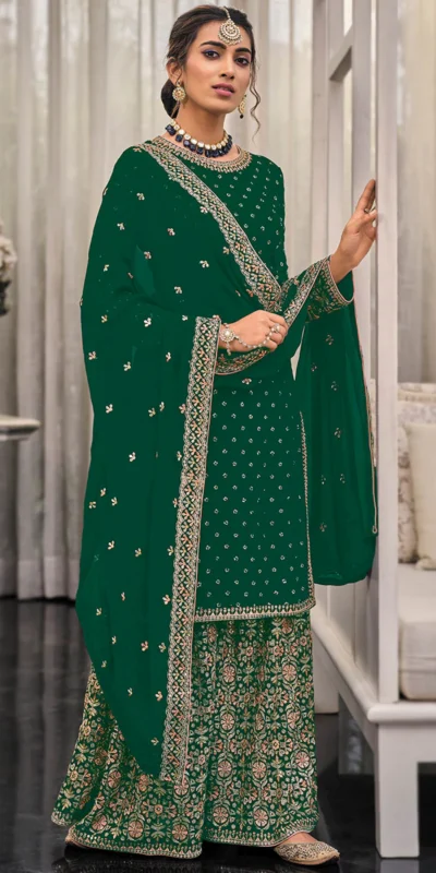 FC 1448 Green Georgette Salwar Suit with Embroidery Work & Lace Work. Exclusive Offer ₹2599. Delivery 4-6 Working Days. Shop now. | Jump Suits, Tops & Bottoms, Track Suits, Salwar suit, Casual Suits, Creative suits, Designer Suits, Palazzo Suits, Party Wear Suits, Patiala Suits, Straight Suits, Trendy Wear